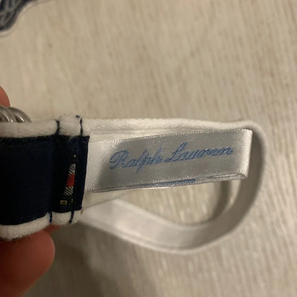Ralph Lauren Kids Blue White Seersucker Nautical Belted Shorts 9M Preppy Coastal